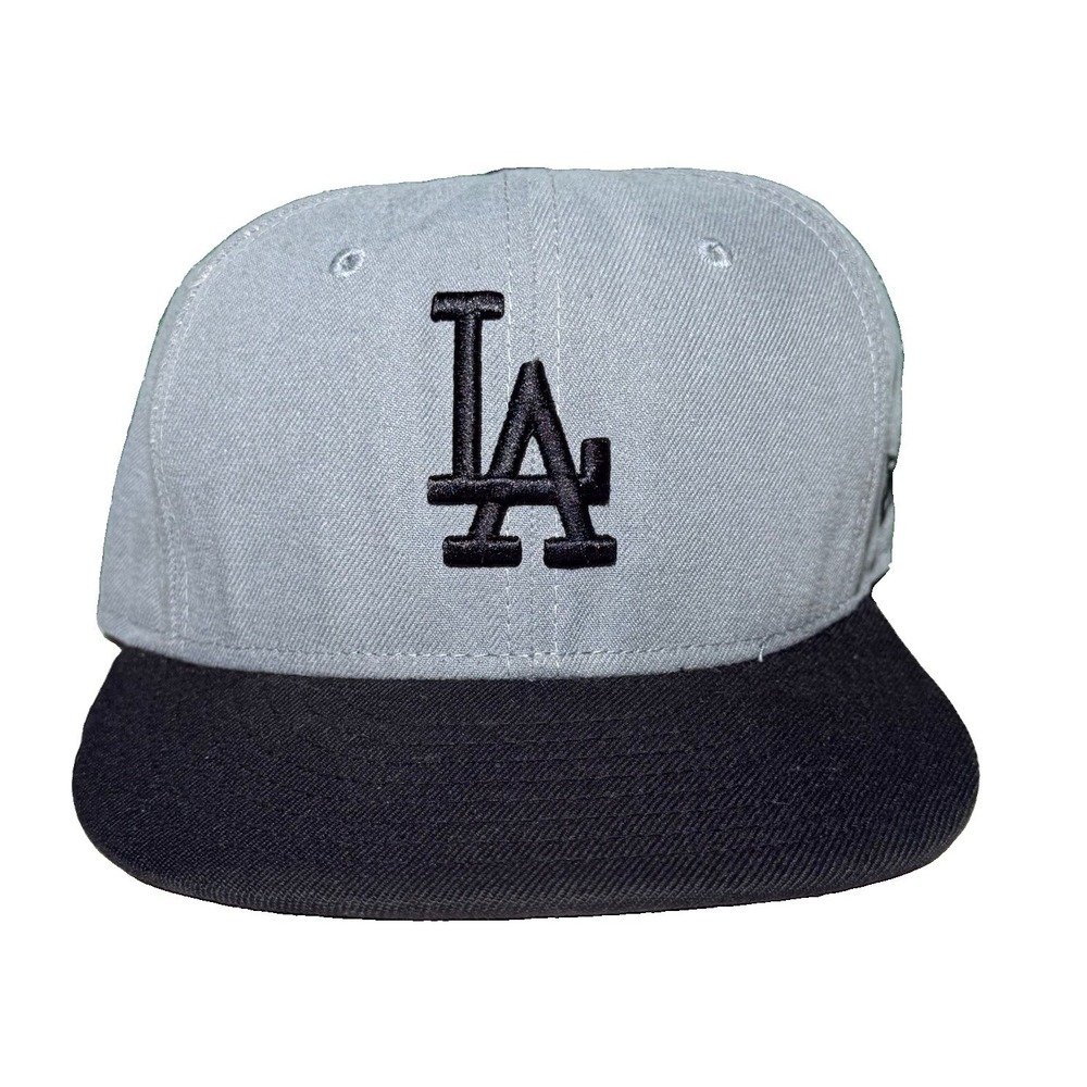 Los Angeles Dodgers Hat MLB New Era 59FIFTY Fitted Cap Gray Black Size 7 1/8